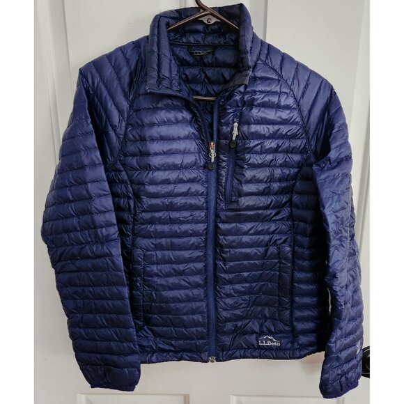 LL Bean Ultralight 850 Down Sweater Quilted Puffer Jacket Blue Womens Small Coat - Picture 1 of 8